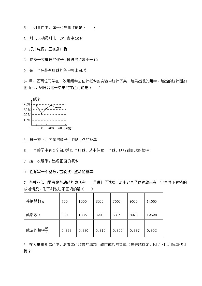 2022年最新精品解析沪科版九年级数学下册第26章概率初步专题训练练习题（精选含解析）第2页