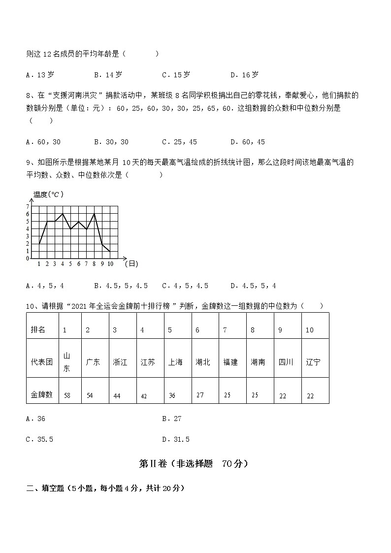 2022年最新京改版七年级数学下册第九章数据的收集与表示专题训练试卷（无超纲带解析）第3页