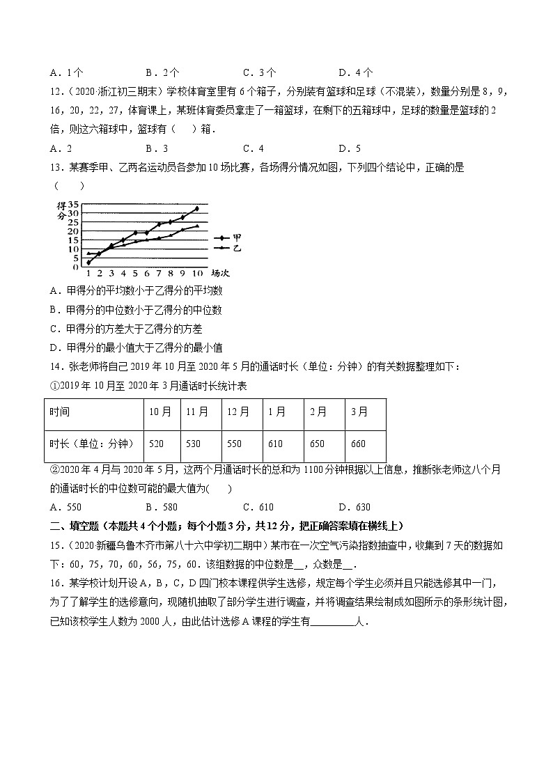 专题20.1数据的集中趋势（测试）-（原卷版）第3页