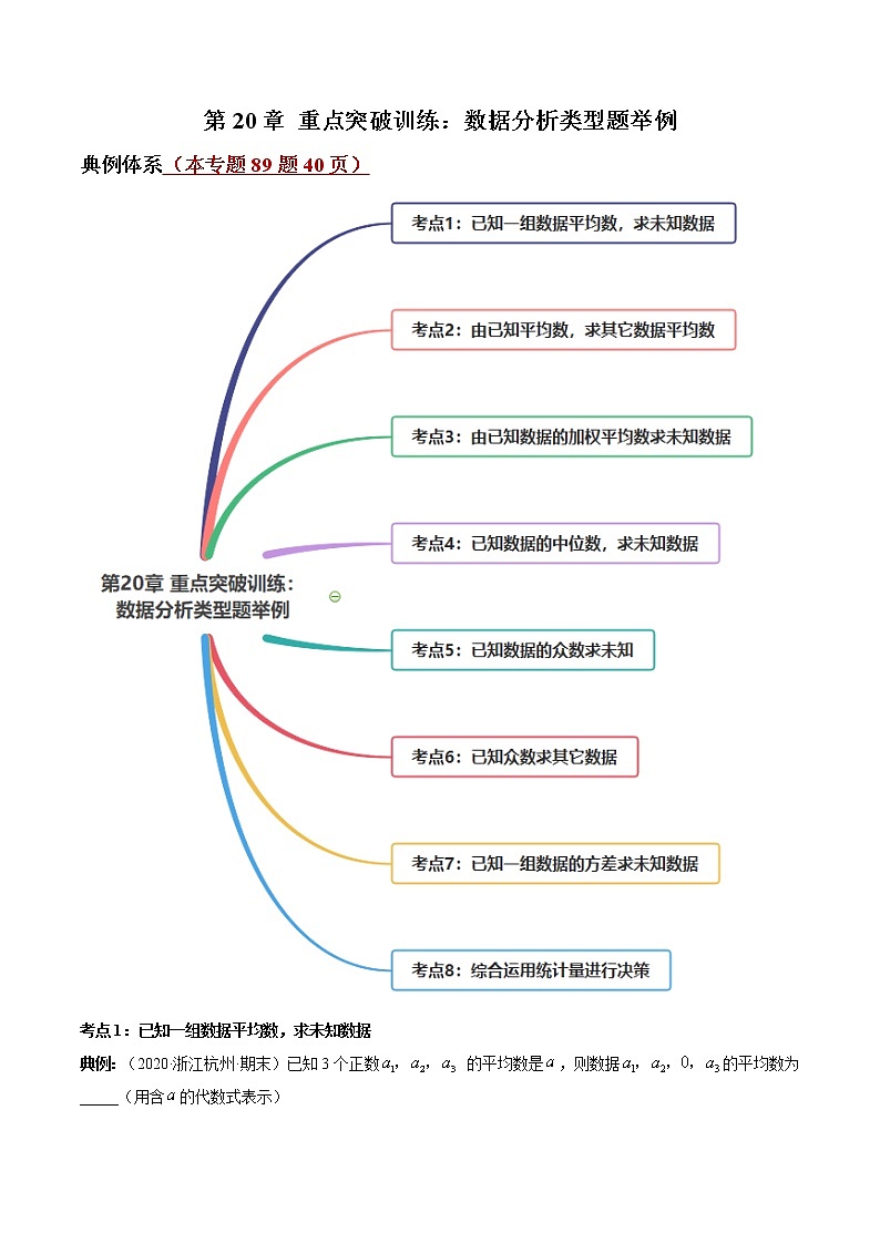 第20章 数据的分析（重点+单元测试卷）-八年级下册数学 精讲+练习（人教版）01