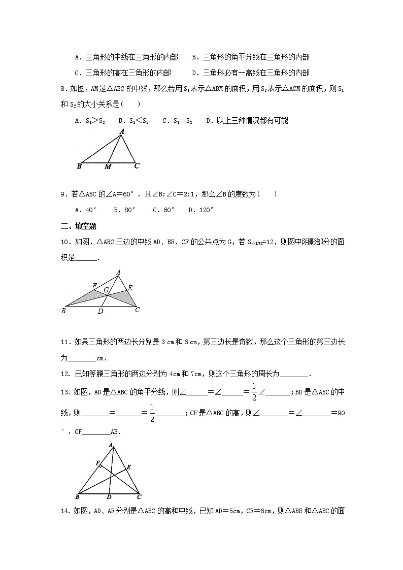 专题13  三角形及其性质-七年级数学下册 知识讲解+练习（基础和提高）（北师大版）02