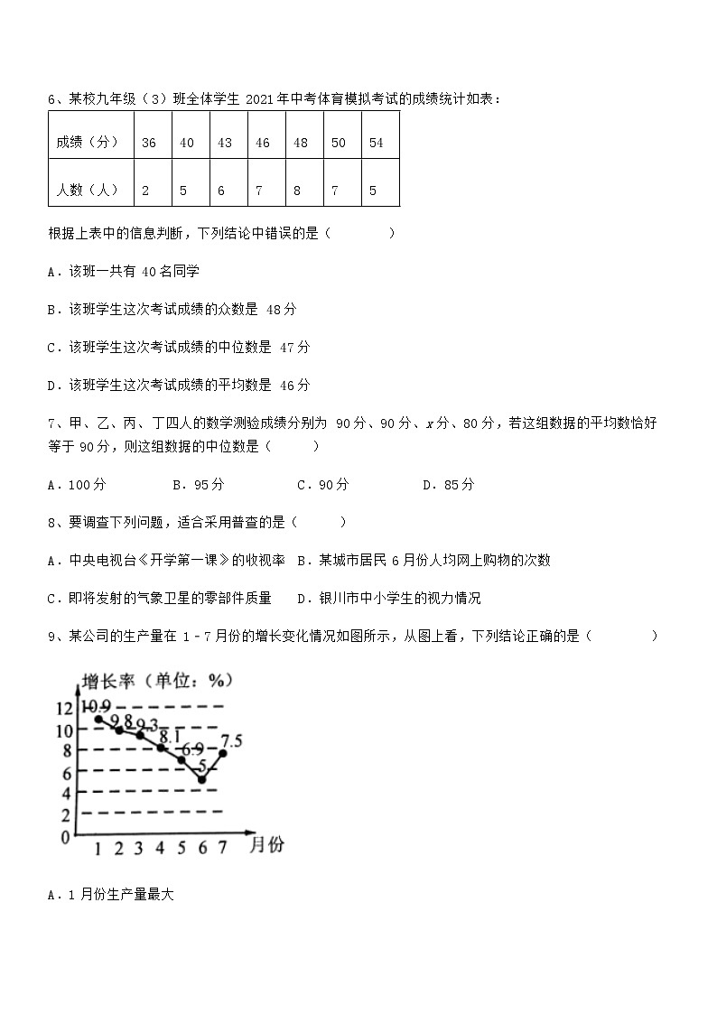 精品试卷：京改版七年级数学下册第九章数据的收集与表示专项测评练习题（无超纲）第3页