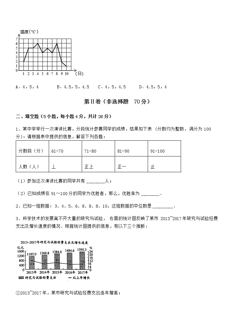 精品试卷：京改版七年级数学下册第九章数据的收集与表示综合练习练习题（精选）第3页