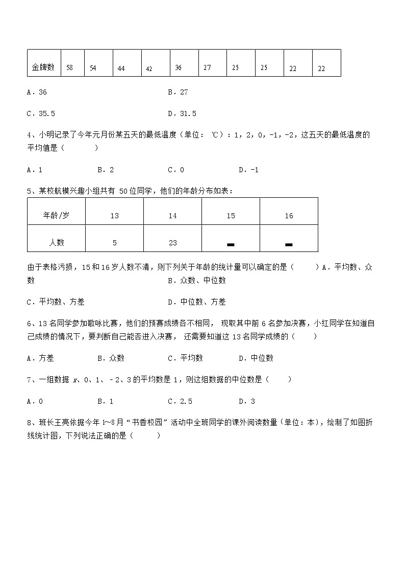 精品试题京改版七年级数学下册第九章数据的收集与表示定向攻克试卷（精选）第2页