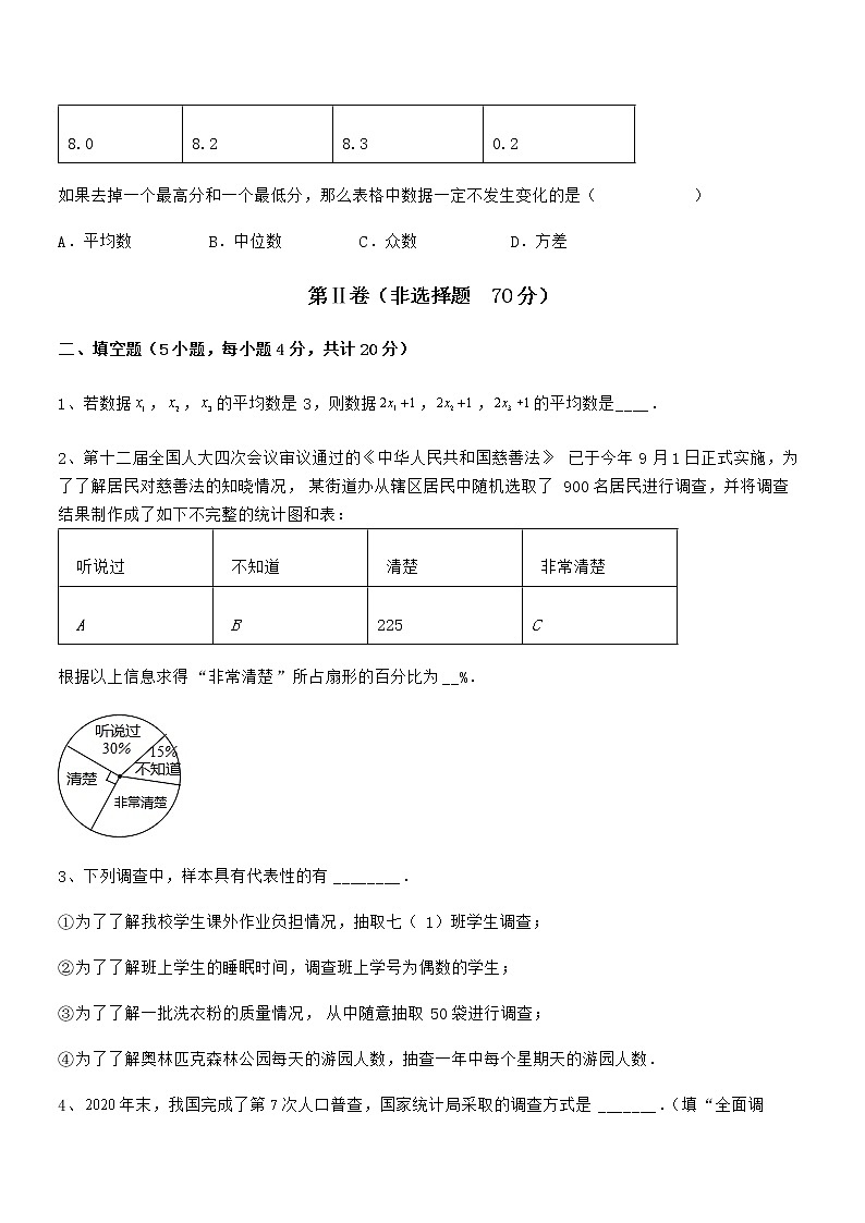 精品试题京改版七年级数学下册第九章数据的收集与表示专项攻克试卷第3页