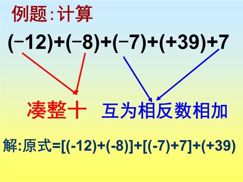 华东师大版数学七年级上册 2.6.2 有理数加法的运算律_ 课件06