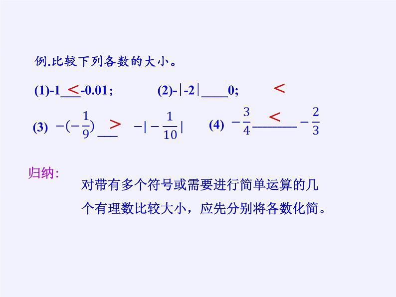 华东师大版数学七年级上册 2.5 有理数的大小比较(3) 课件07