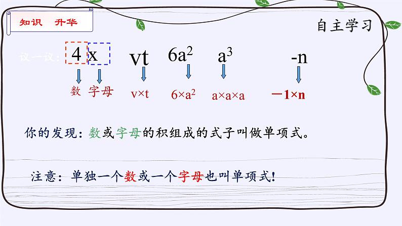 华东师大版数学七年级上册 3.3.1 单项式 课件第5页