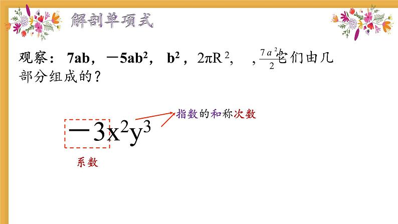 华东师大版数学七年级上册 3.3.1 单项式 课件第8页