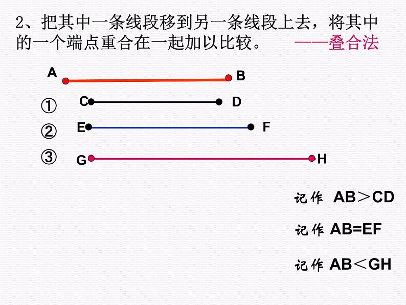 华东师大版数学七年级上册 4.5.2 《线段的长短比较》 课件第7页