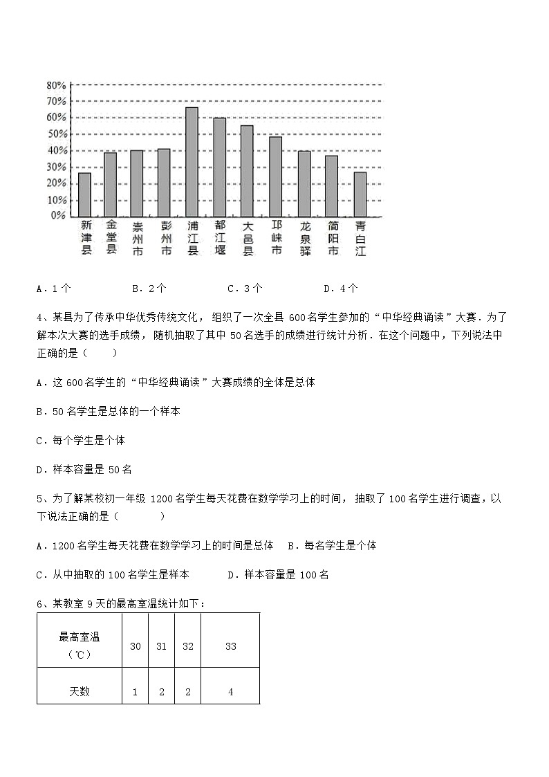 精品解析2021-2022学年京改版七年级数学下册第九章数据的收集与表示专题攻克练习题（含详解）第2页