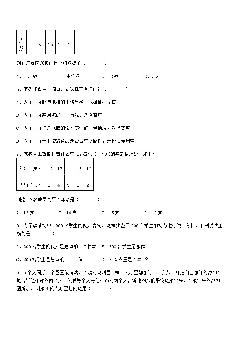 精品解析2021-2022学年京改版七年级数学下册第九章数据的收集与表示综合测评试题（含答案解析）第2页