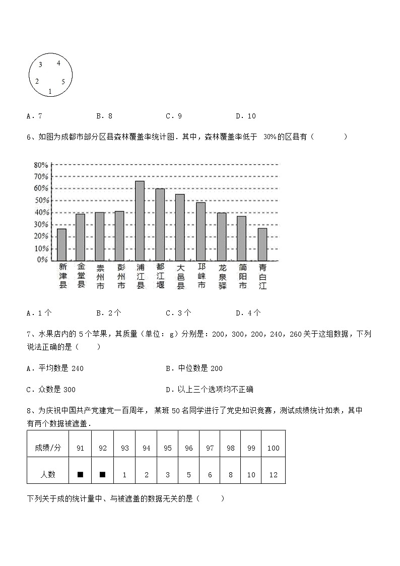必考点解析京改版七年级数学下册第九章数据的收集与表示定向测评试题（含解析）第2页