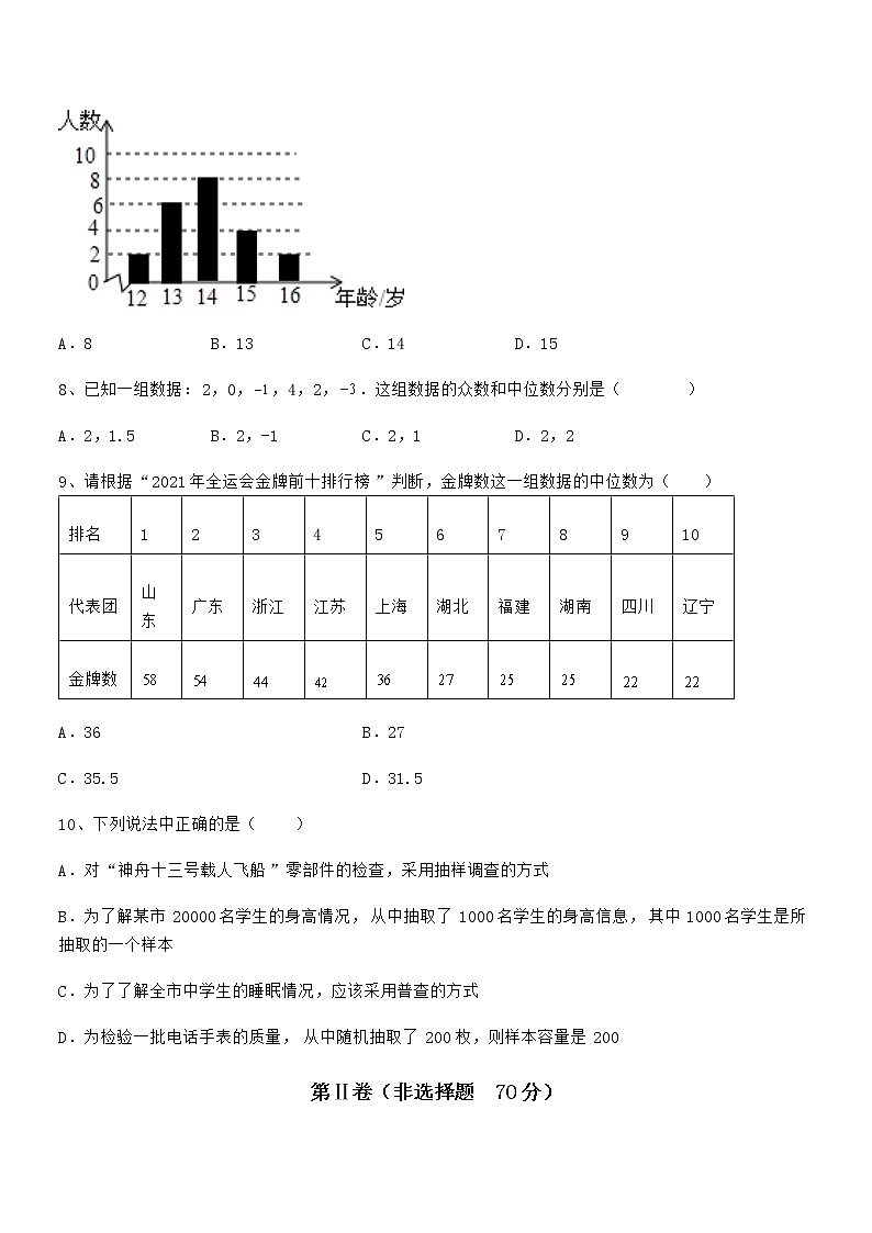 京改版七年级数学下册第九章数据的收集与表示定向训练试题（含解析）第3页