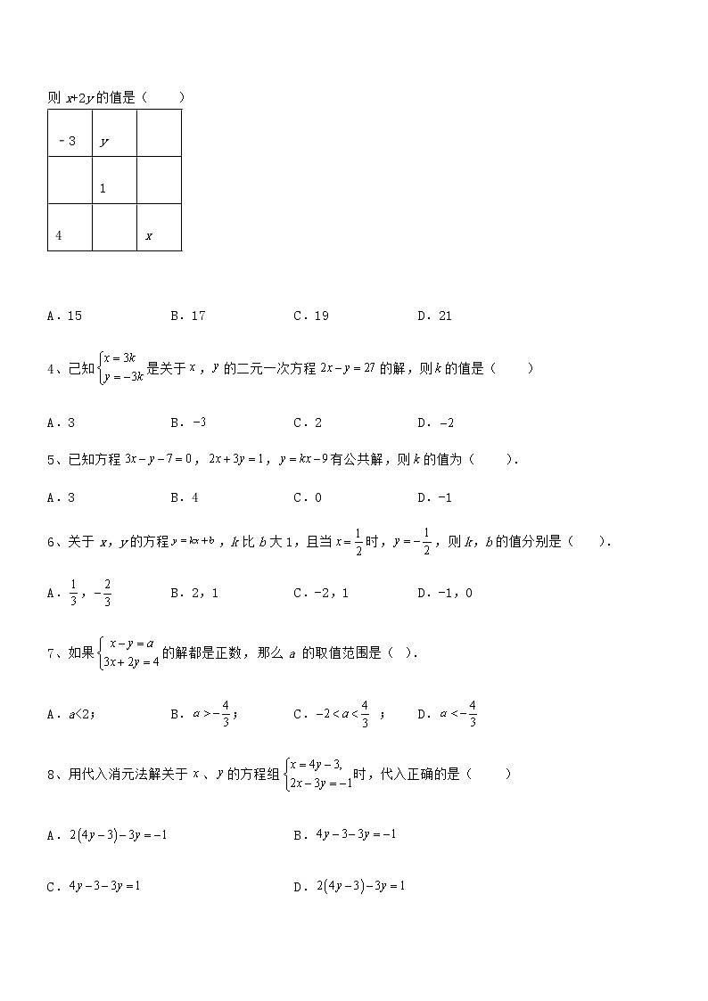 精品试题京改版七年级数学下册第五章二元一次方程组专项攻克试题（含答案及详细解析）第2页