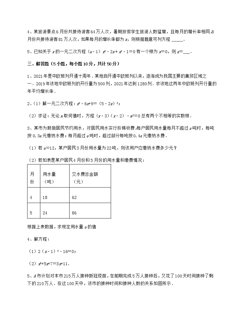 2021-2022学年最新京改版八年级数学下册第十六章一元二次方程定向攻克试题（无超纲）第3页