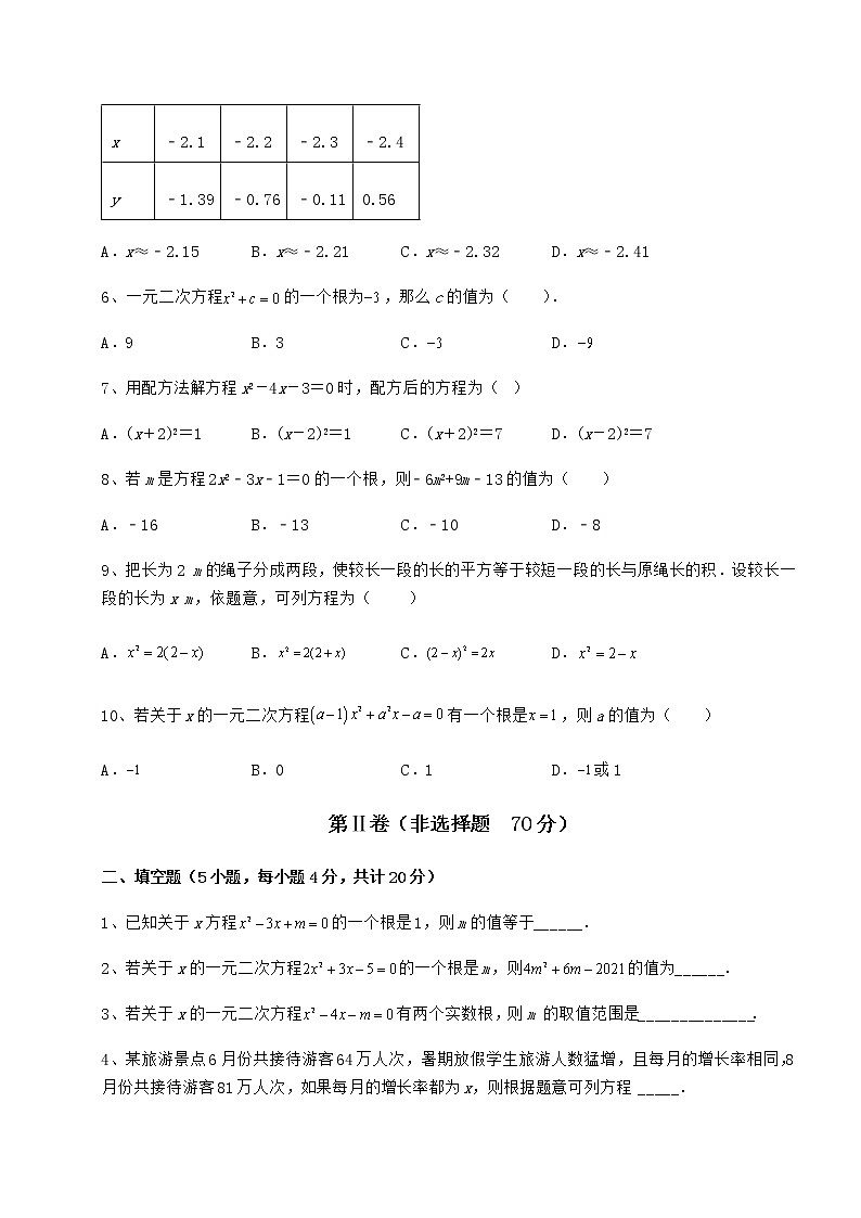 2022年最新强化训练京改版八年级数学下册第十六章一元二次方程专题测试练习题（无超纲）第2页