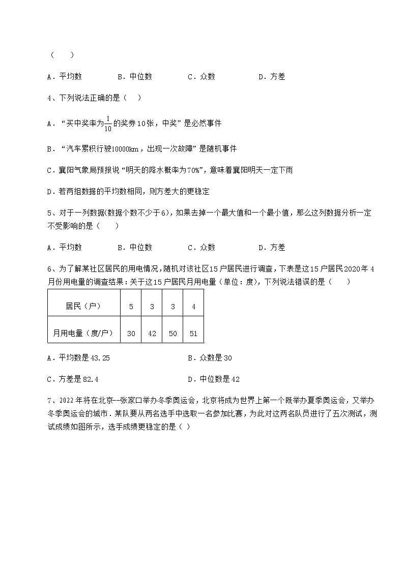 2021-2022学年度京改版八年级数学下册第十七章方差与频数分布同步测试试题（含答案及详细解析）第2页