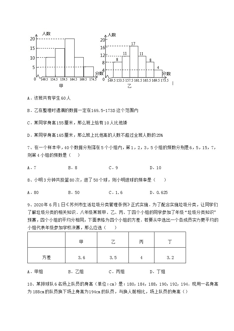 2021-2022学年度京改版八年级数学下册第十七章方差与频数分布同步练习试题（含答案及详细解析）第3页