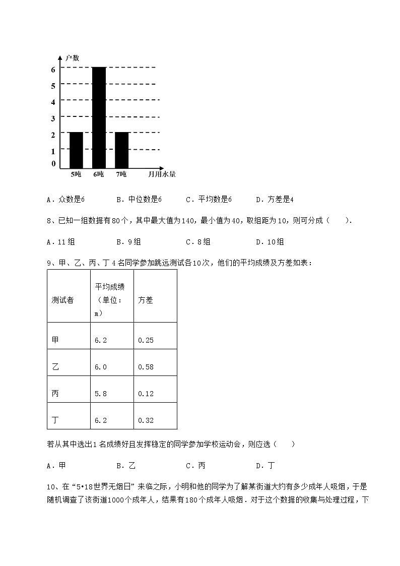 2021-2022学年度京改版八年级数学下册第十七章方差与频数分布章节测评试题（含解析）第3页