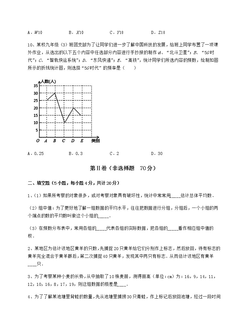 2021-2022学年基础强化京改版八年级数学下册第十七章方差与频数分布专项攻克试卷（无超纲）第3页