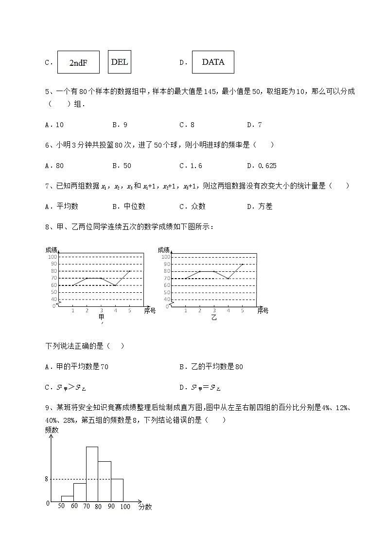 2021-2022学年最新京改版八年级数学下册第十七章方差与频数分布专题练习试题（含答案及详细解析）第2页