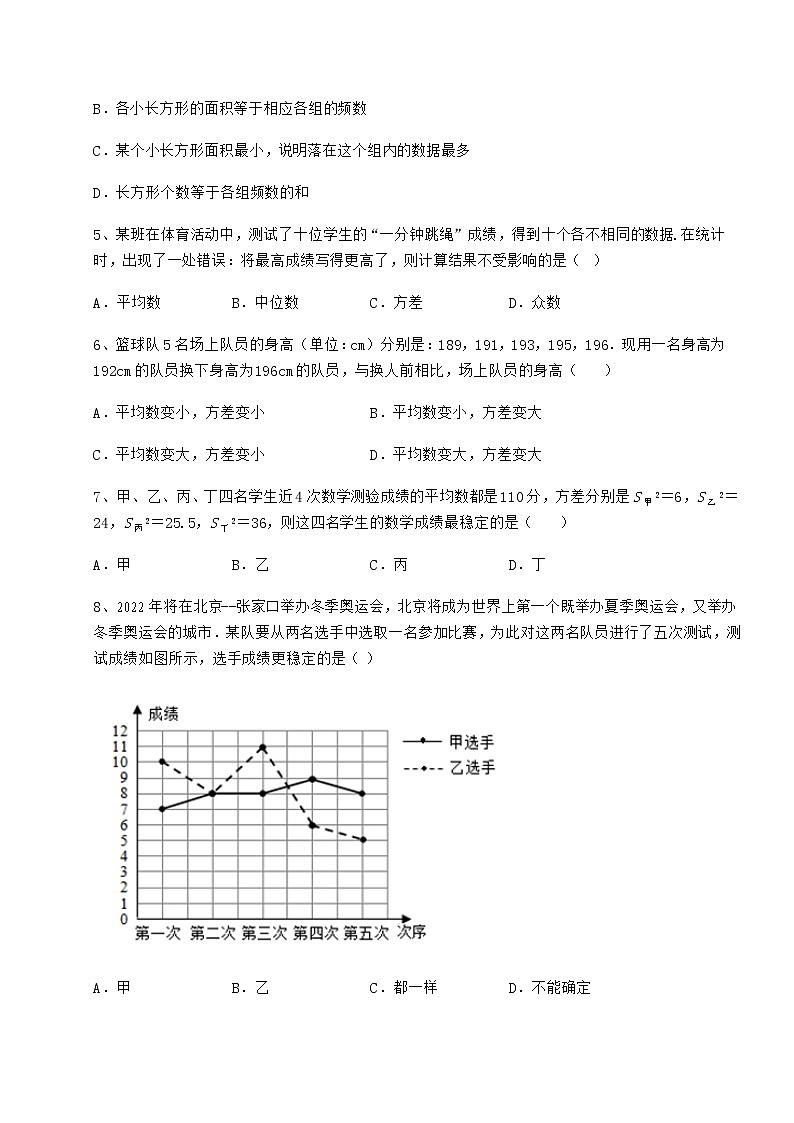 2022年必考点解析京改版八年级数学下册第十七章方差与频数分布综合练习试题（无超纲）第2页