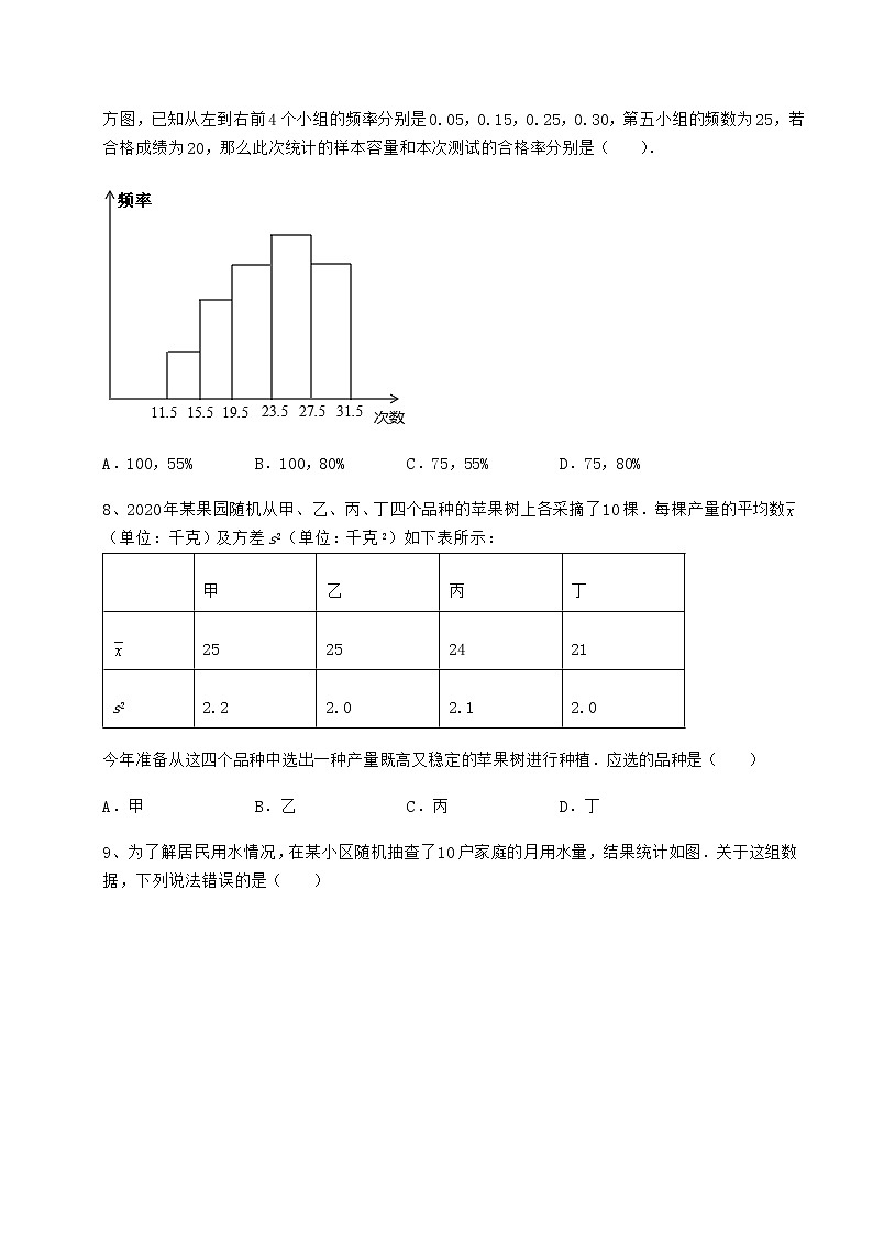 2022年强化训练京改版八年级数学下册第十七章方差与频数分布专项攻克练习题（含详解）第3页