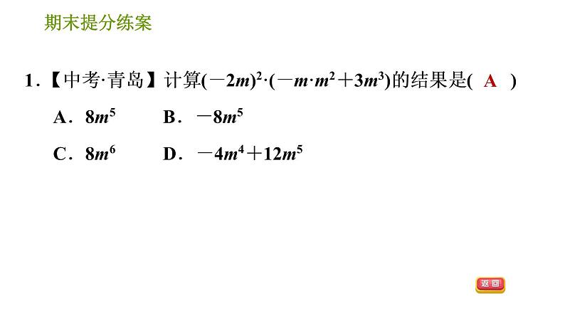 湘教版七年级下册数学 期末提分练案 第2课时　整式的乘法 习题课件第3页