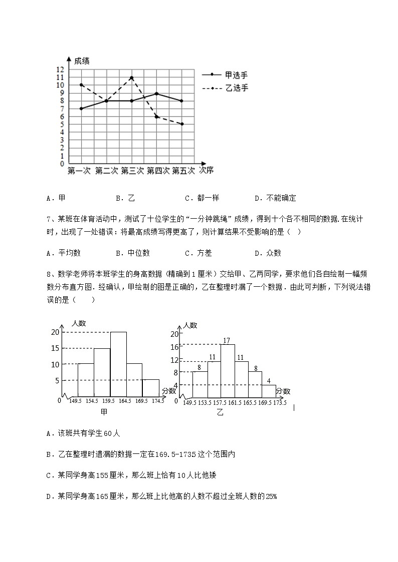 2022年最新京改版八年级数学下册第十七章方差与频数分布同步训练试题（精选）第3页