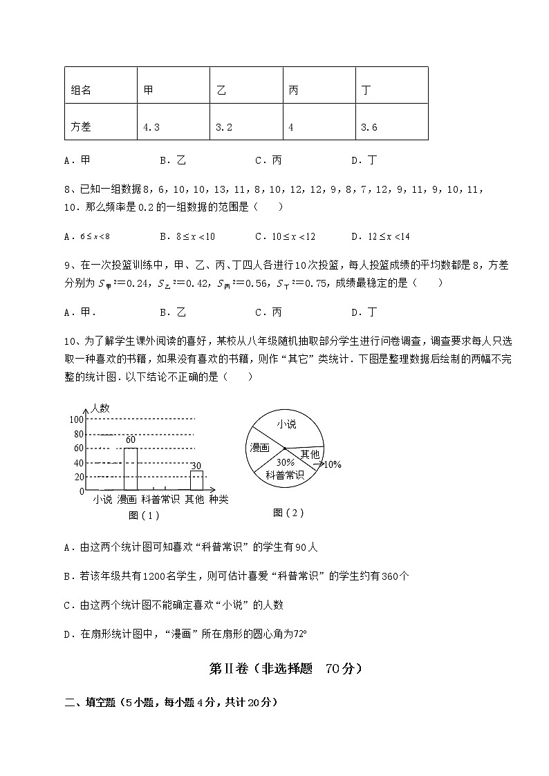2022年最新精品解析京改版八年级数学下册第十七章方差与频数分布专项训练试题（含解析）03