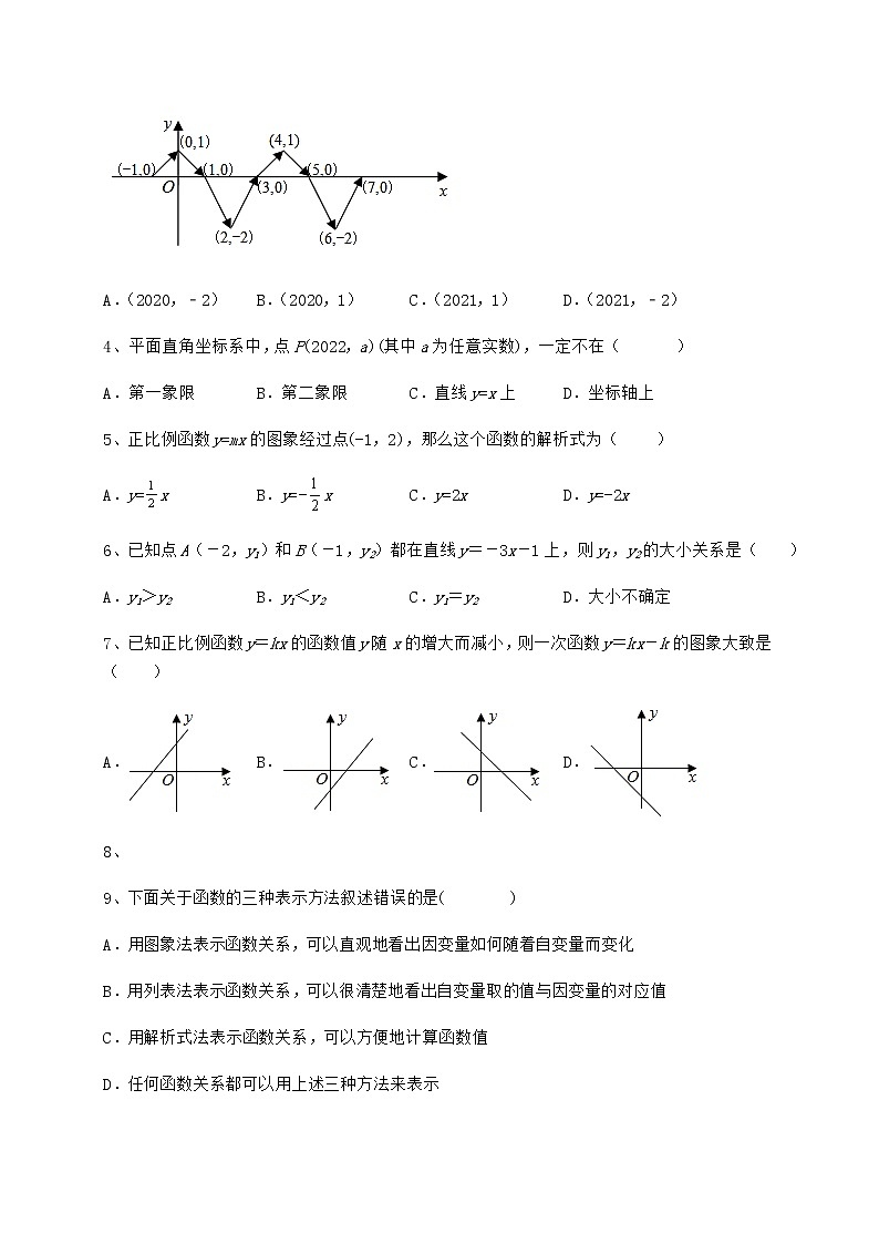 2021-2022学年度强化训练京改版八年级数学下册第十四章一次函数同步练习试卷（名师精选）第2页