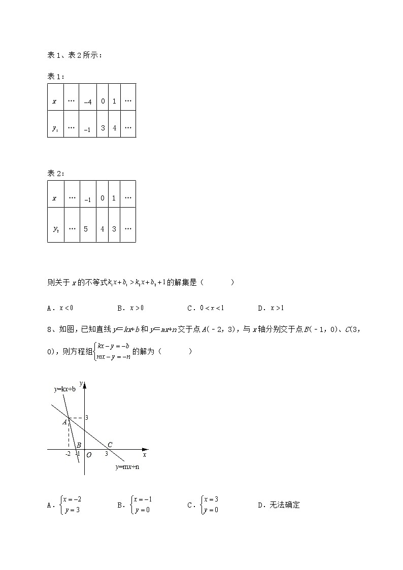 2021-2022学年京改版八年级数学下册第十四章一次函数专项攻克试题（含详解）第3页