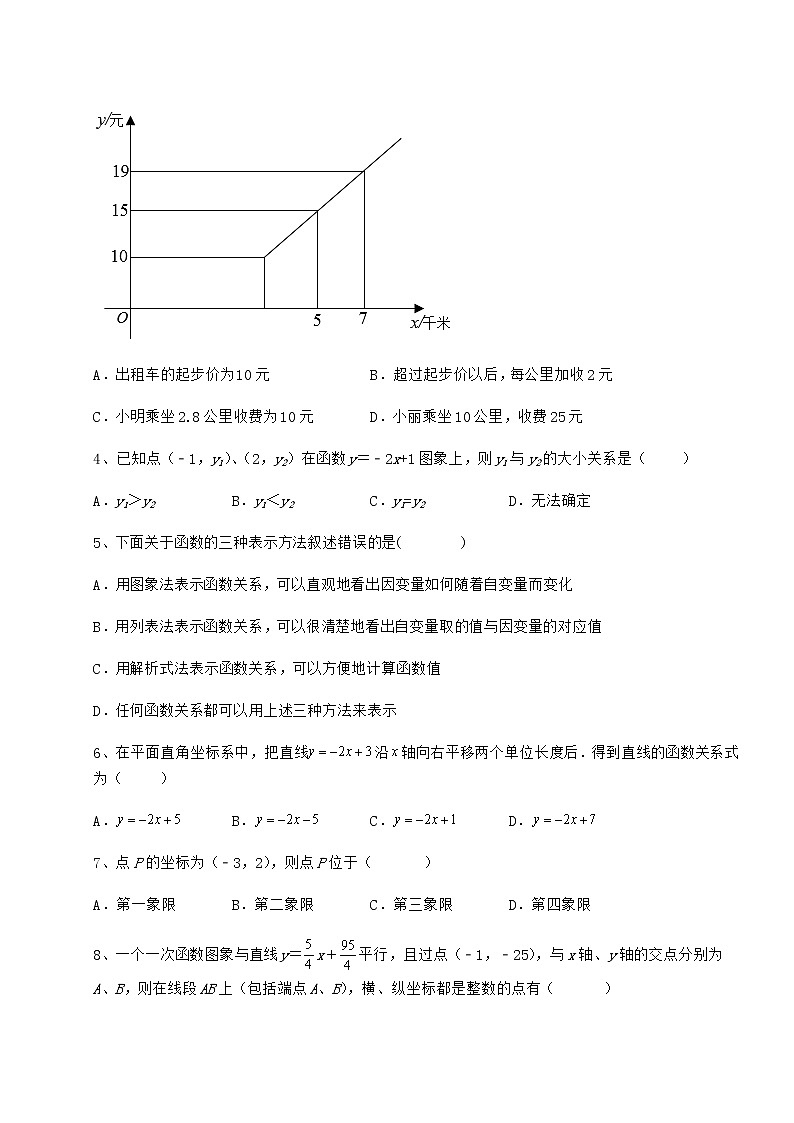 2021-2022学年最新京改版八年级数学下册第十四章一次函数章节测试试题（含详细解析）第2页