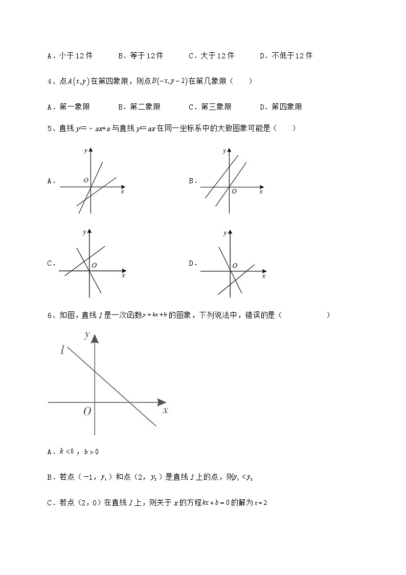 2022年精品解析京改版八年级数学下册第十四章一次函数同步练习试题（名师精选）第2页