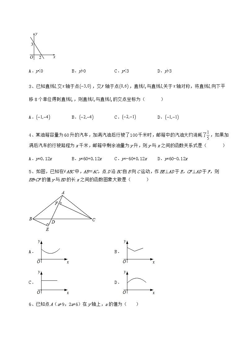2022年最新精品解析京改版八年级数学下册第十四章一次函数章节训练练习题（无超纲）02