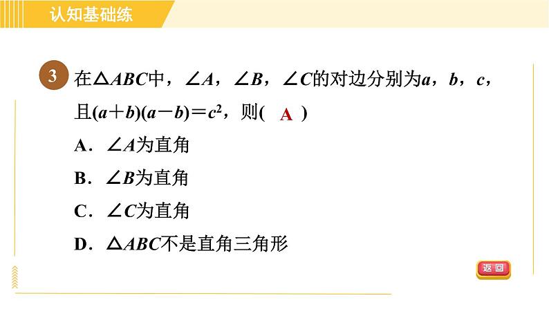 沪科版八年级下册数学 第18章 18.2.1 目标一　勾股定理的逆定理 习题课件第5页