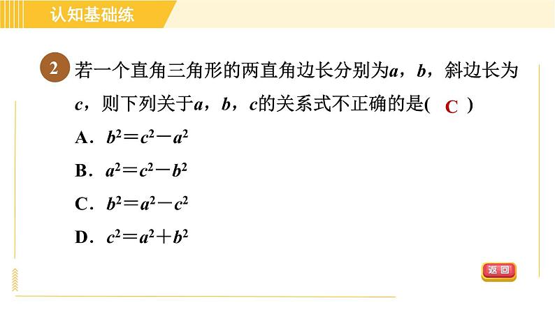 沪科版八年级下册数学 第18章 18.1.1 目标一 勾股定理 习题课件第4页