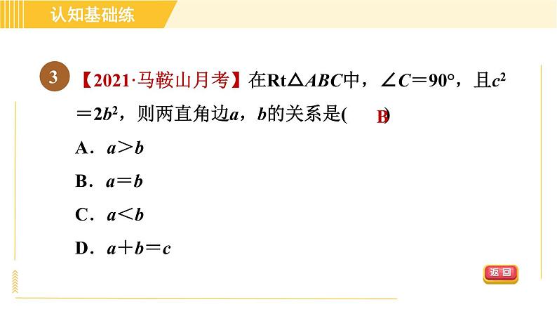 沪科版八年级下册数学 第18章 18.1.1 目标一 勾股定理 习题课件第5页
