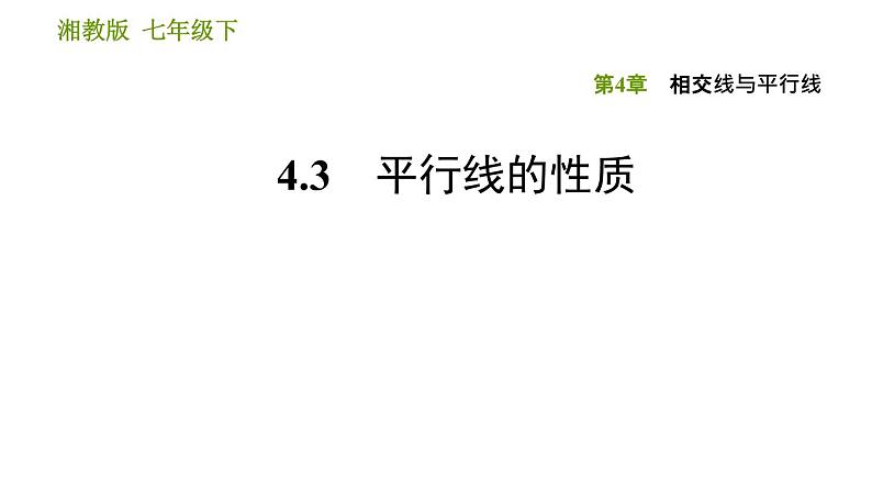 湘教版七年级下册数学 第4章 4.3　平行线的性质 习题课件第1页
