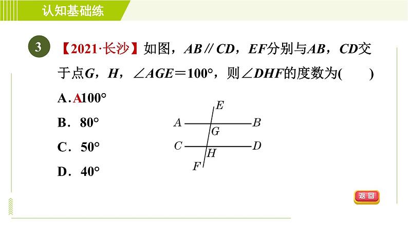 沪科版七年级下册数学 第10章 10.3目标一 平行线的性质 习题课件05