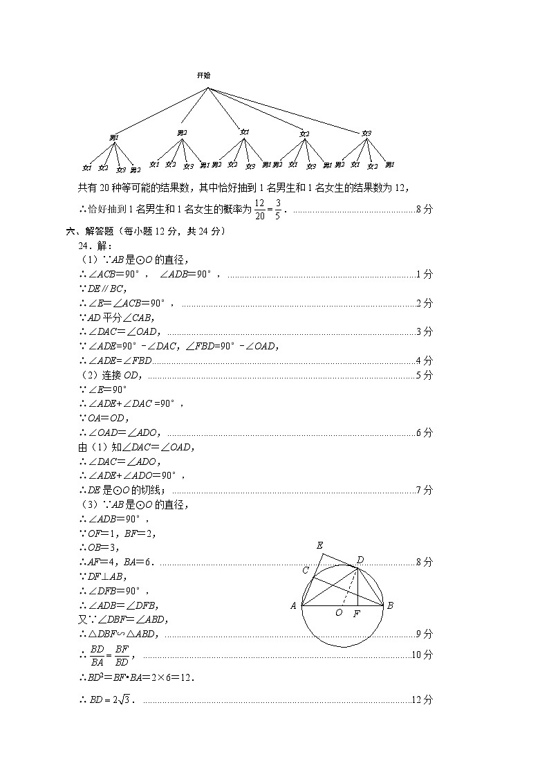 初中2022级教学质量第一次诊断性考试数学答案第3页
