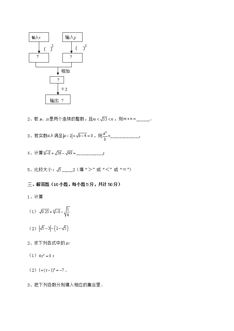 2022年最新强化训练沪教版（上海）七年级数学第二学期第十二章实数综合训练试题（含答案及详细解析）03