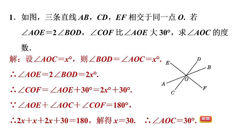 人教版七年级下册数学 第5章 5.3.4  相交线、平行线中角的计算的四种常见题型 习题课件03