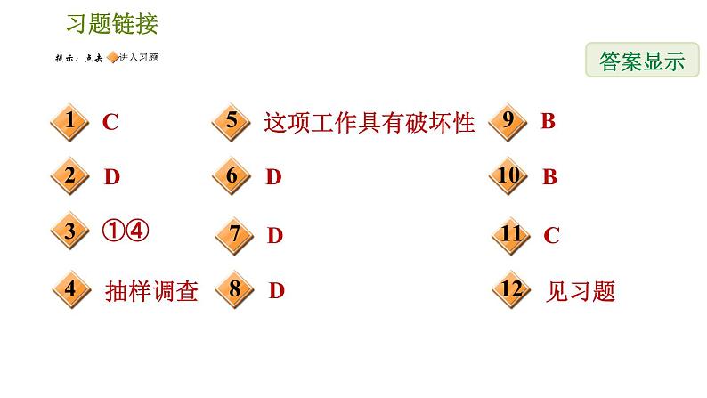 人教版七年级下册数学 期末提分练案 第8讲   第2课时   素养训练 调查方式的选择 习题课件02