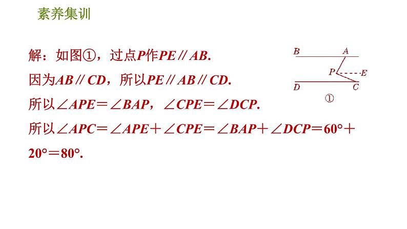 北师版七年级下册数学 第2章 素养集训 2．应用思想方法解相交线与平行线问题的九种技巧 习题课件04