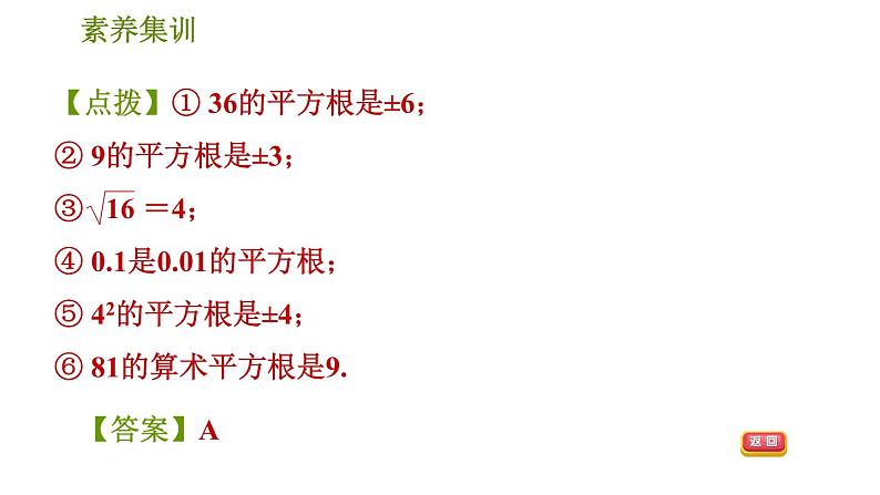 人教版七年级下册数学 第6章 素养集训  1．平方根、立方根中的十个易错点 习题课件第7页