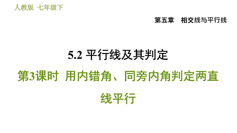 人教版七年级下册数学 第5章 5.2.3  用内错角、同旁内角判定两直线平行 习题课件第1页