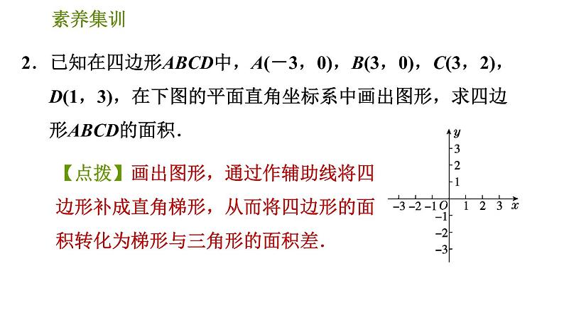 人教版七年级下册数学 第7章 素养集训  2．巧用坐标解图形面积问题的四种常见题型 习题课件04