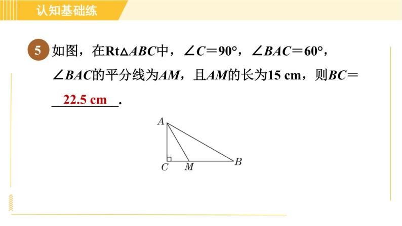 北师版八年级下册数学 第1章 1.1.4目标二 含30 °角的直角三角形的性质 习题课件07